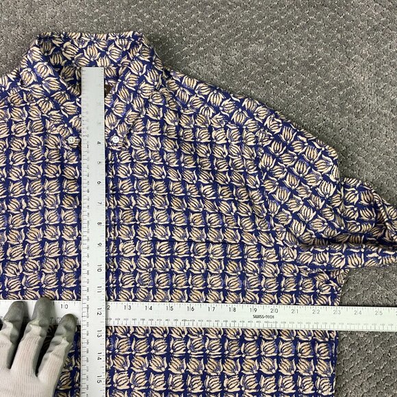 J. McLaughlin Button Down Shirt Mens Large All Over Print Floral banana Tropical - Picture 9 of 14
